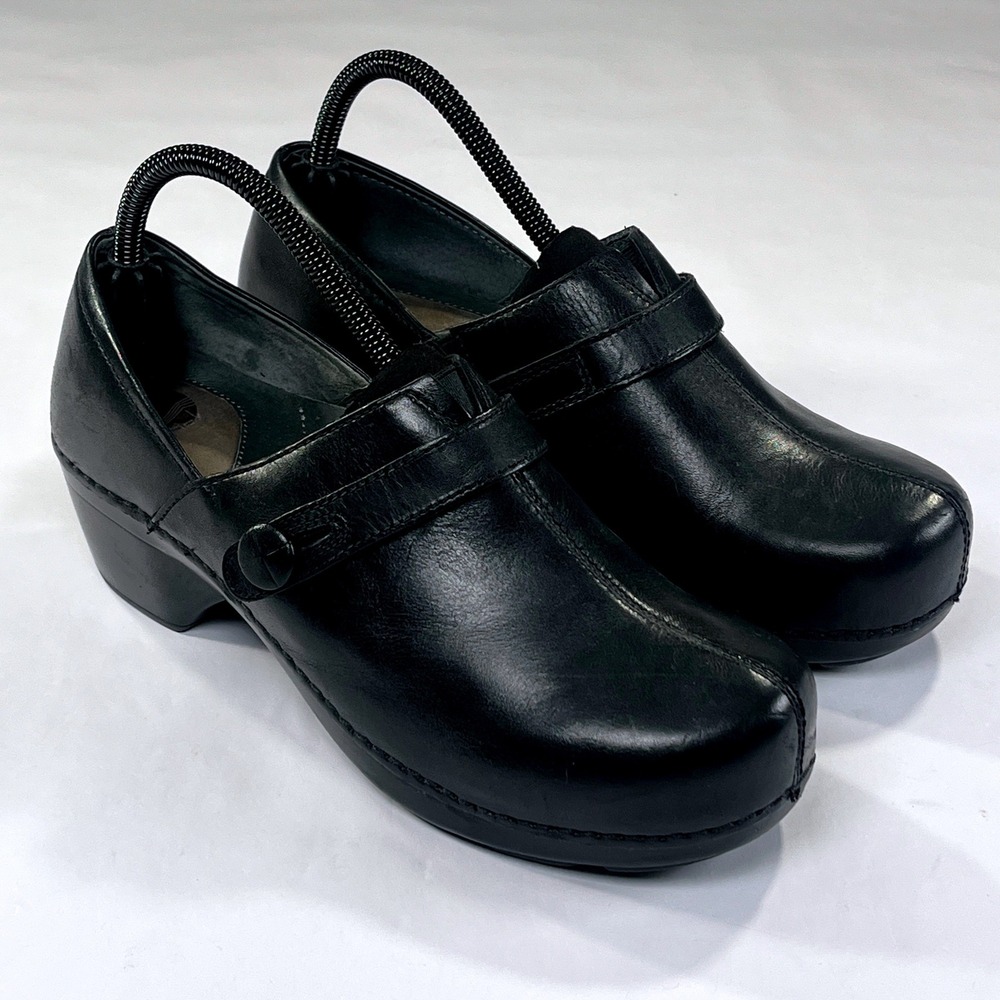 Dansko Solstice Clogs Womens 40/9.5-10 Black Leather Slip On Comfort Work Shoes